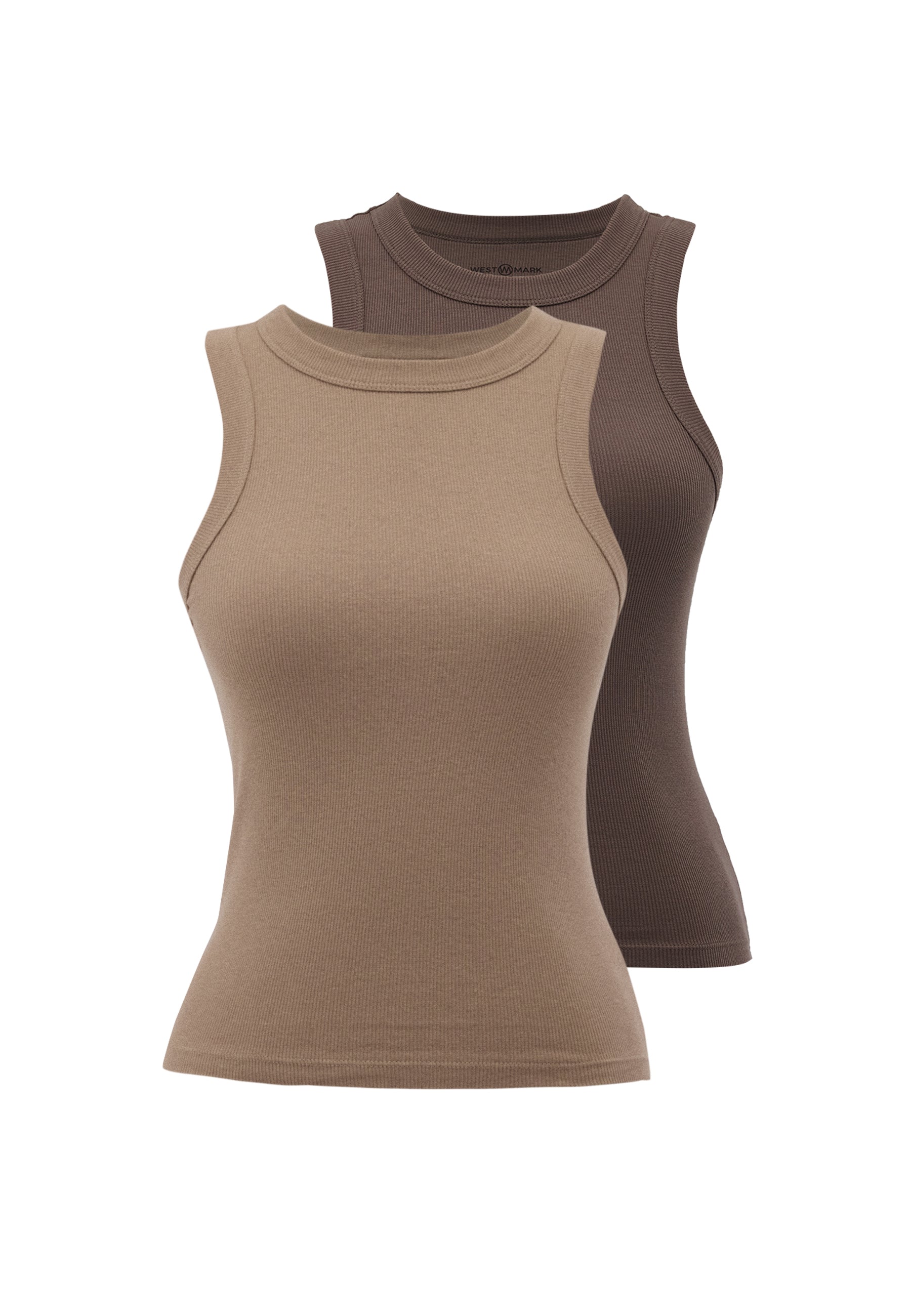 WMCLARA RIB TANK TOP 2-PACK in Khaki, Bruin