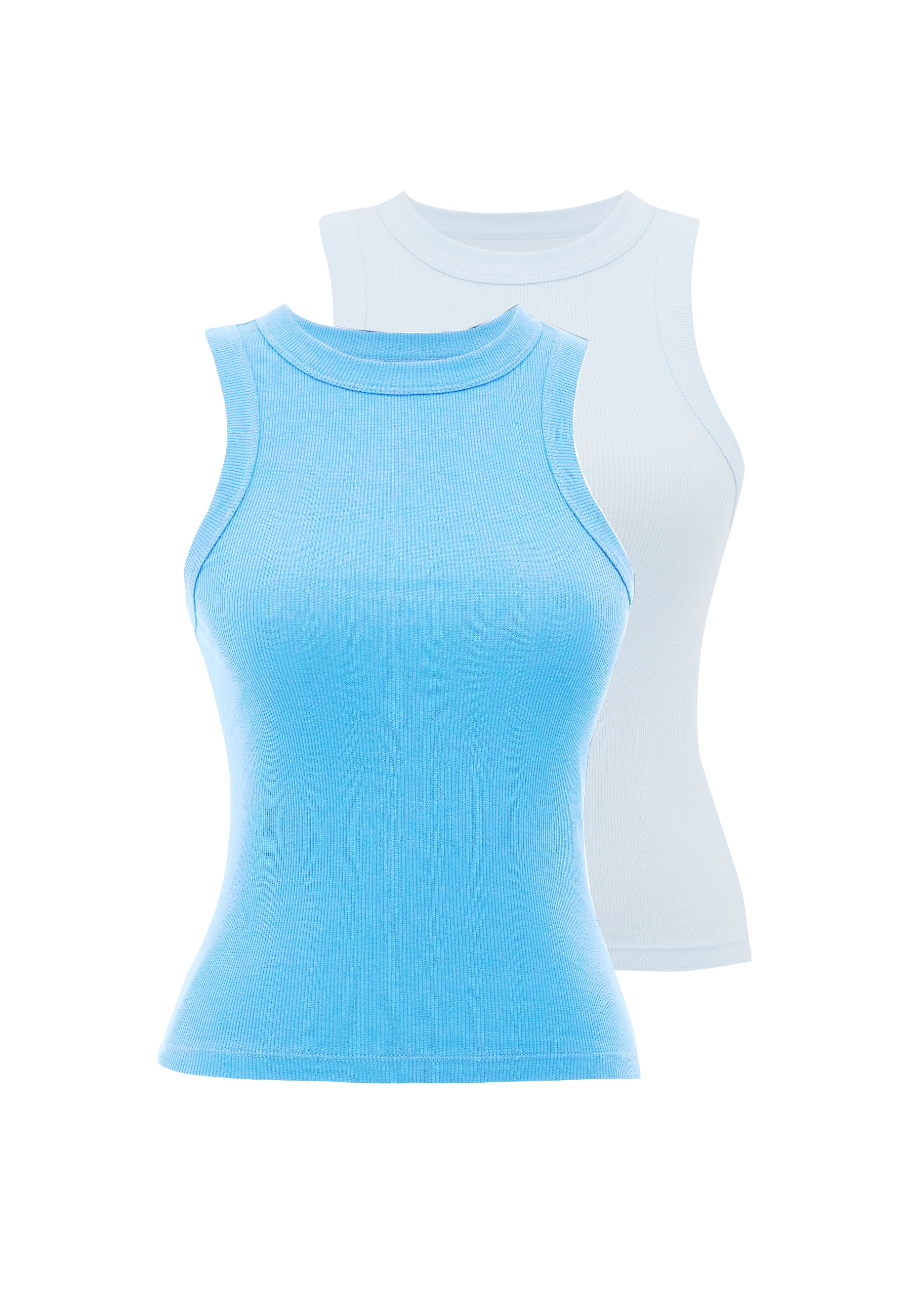 WMCLARA RIB TANK TOP 2-PACK in White, Light Blue