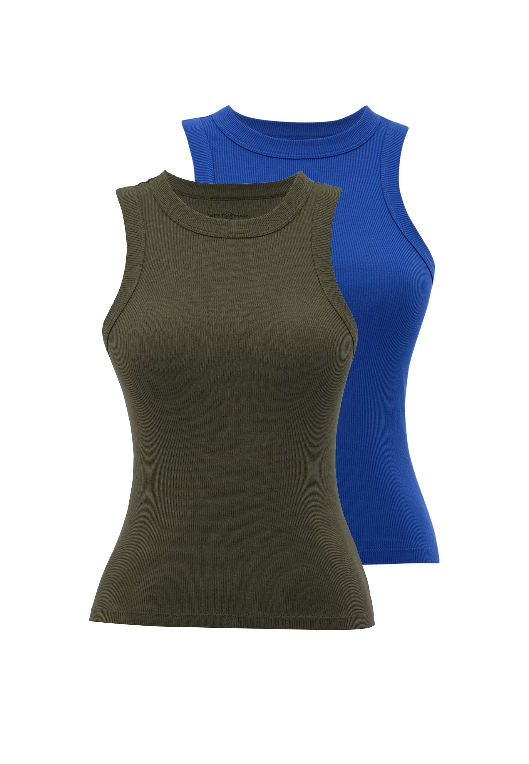 WMCLARA RIB TANK TOP 2-PACK in Blauw, Khaki