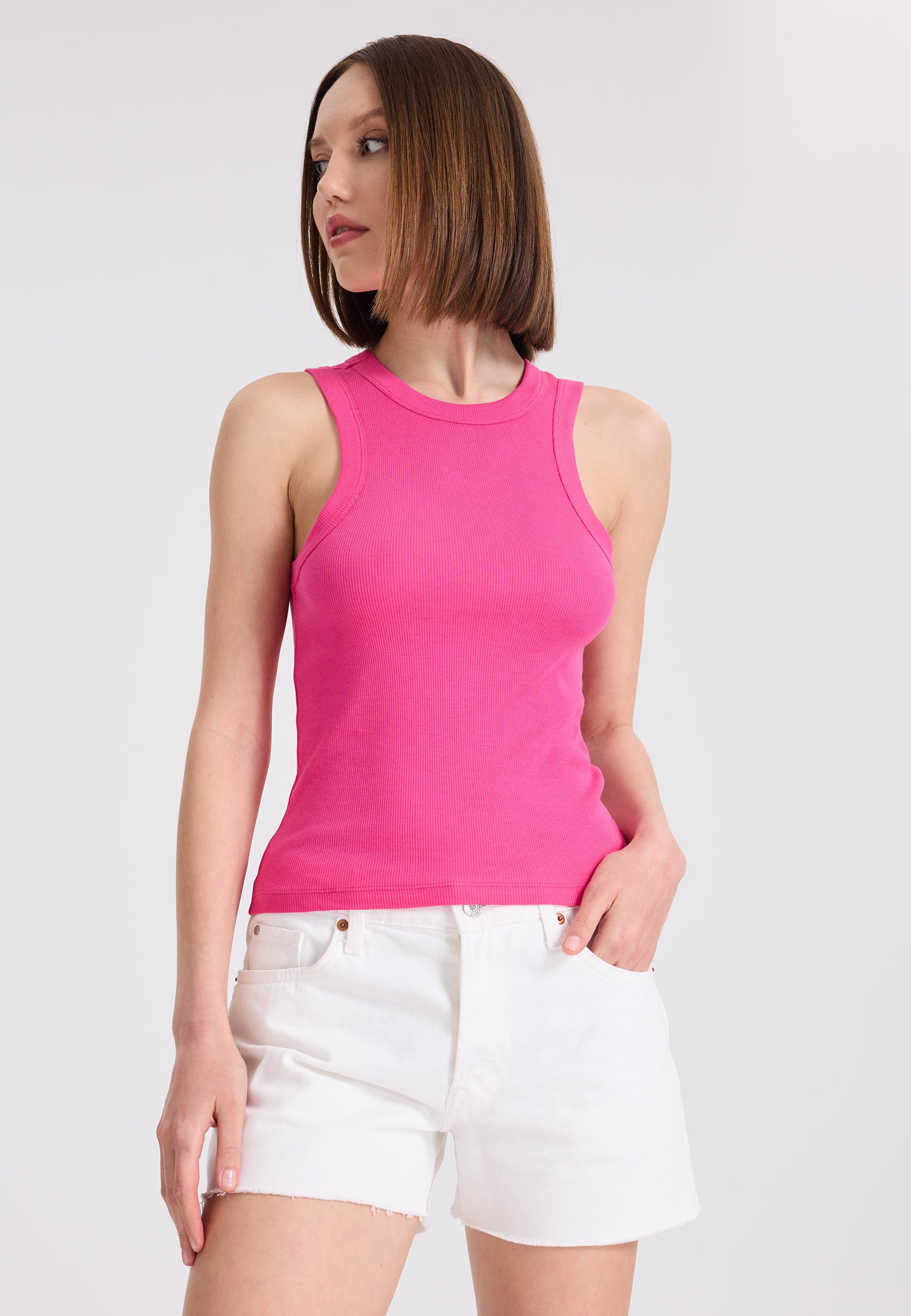 WMCLARA RIB TANK TOP 2-PACK in White, Pink