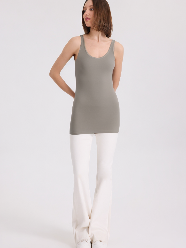 EMMA LONG CAMI DRESS in Beige