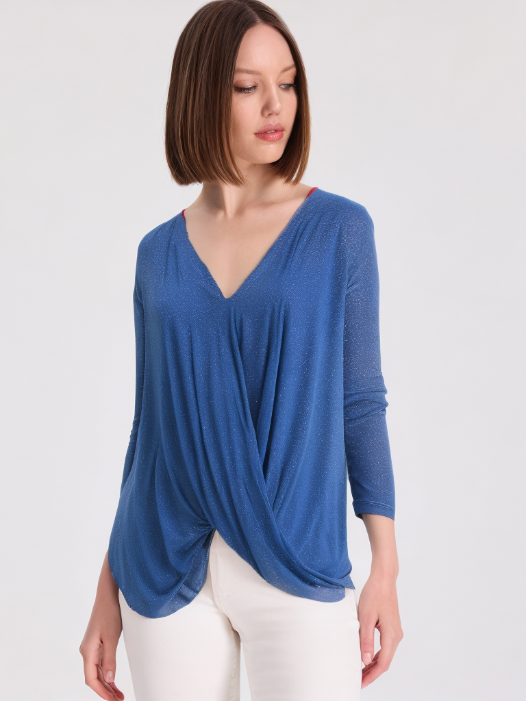 HOPE L/S GLITTER TOP in Blue