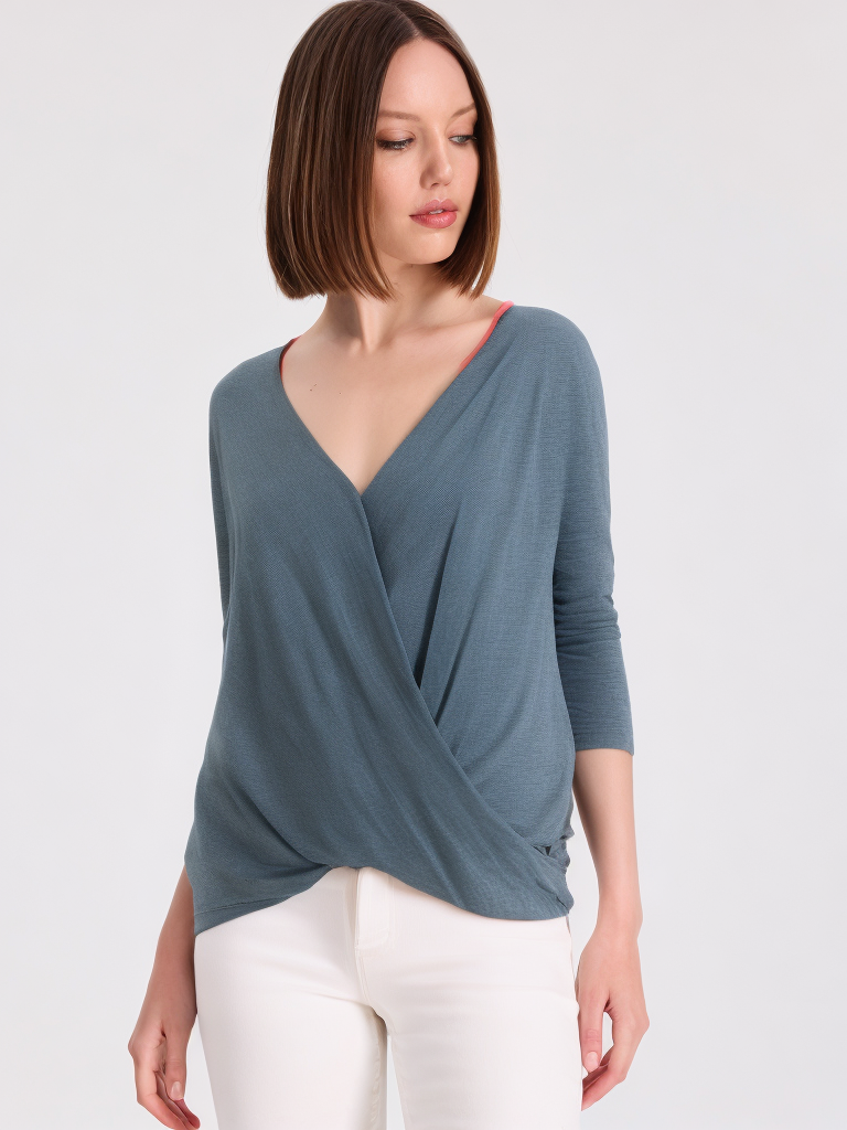 HEIDI L/S WRAP TOP in Green