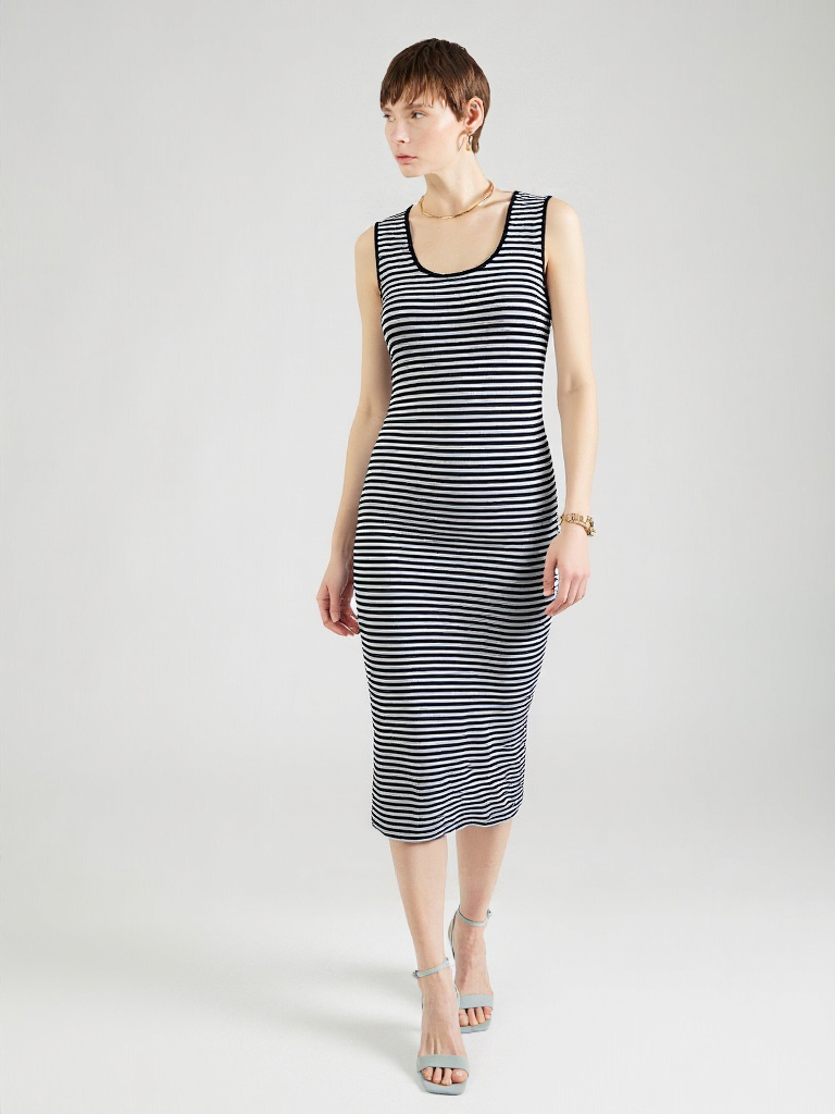 DAPHNE S/L LONG DRESS in Black, White