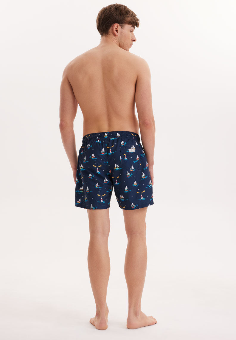 WMICON LIGHTHOUSE SWIM SHORTS in Navy AOP