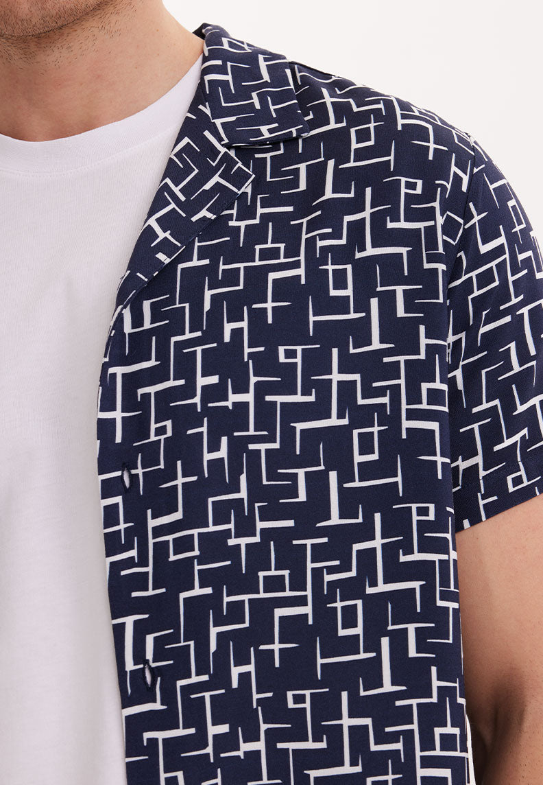 WMHAWAII MEZE S/S SHIRT in Blue AOP