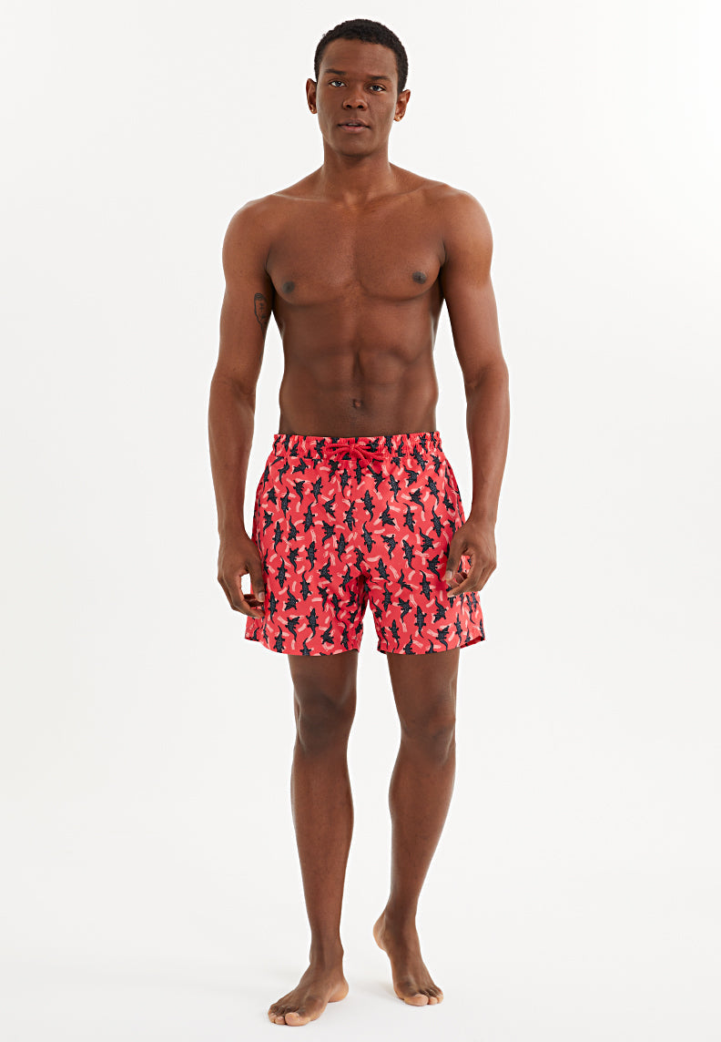 Red deals swim trunks